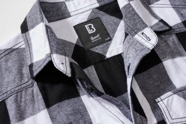 Short-sleeved flannel shirt checkered black/white 4