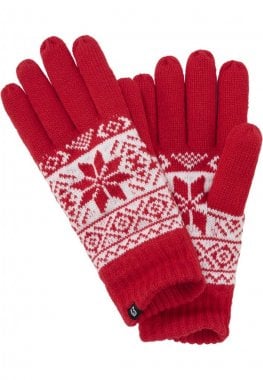 Norwegian patterned knitted mittens - red/white