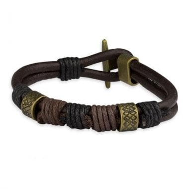 Brown and black leather bracelet