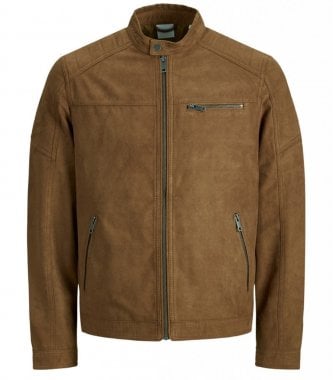 Cognac colored biker jacket men