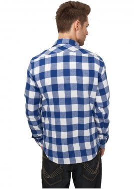 Flanellskjorta Rutig Vit/Royalblå