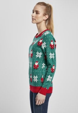 Green Christmas sweater with elves lady 10