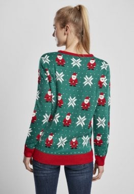Green Christmas sweater with elves lady 11