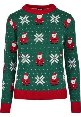 Green Christmas sweater with elves lady 13