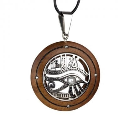 "Eye of Horus" wooden pendant necklace 0