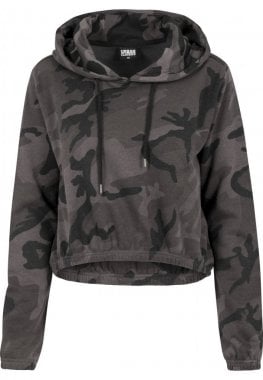Ladies Camo Cropped Hoody front