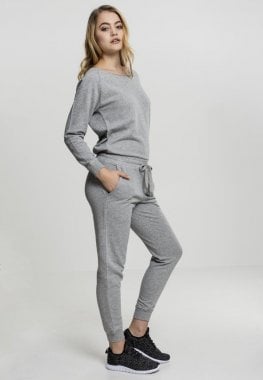 Ladies Long Sleeve Terry Jumpsuit grey
