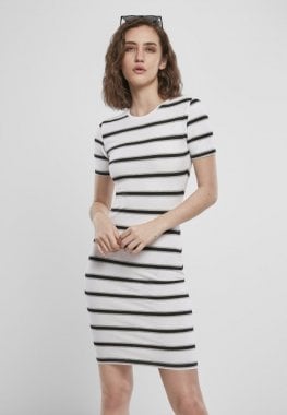 Dress with stripes white