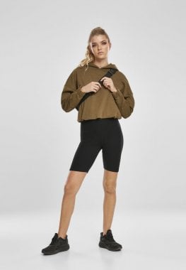 Short hoodie with arm pocket lady olive