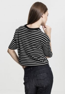 Short striped t-shirt oversized pond black