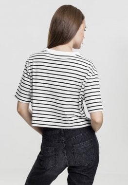 Short striped t-shirt oversized pond white back