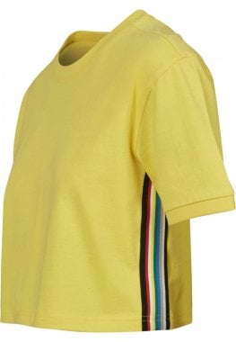 Short t-shirt with striped lady yellow side