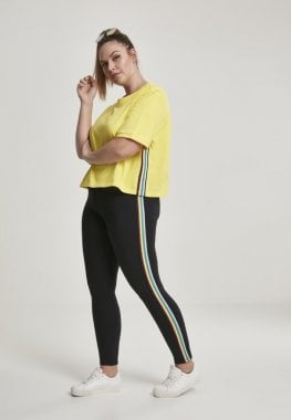Short t-shirt with striped lady yellow plus