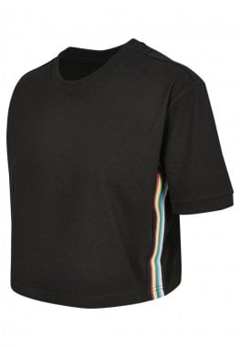Short t-shirt with striped lady black side