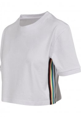 Short t-shirt with striped lady white side