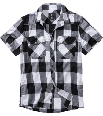 Short-sleeved flannel shirt checkered black/white 1