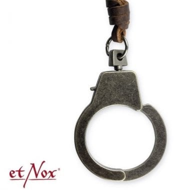 Leather necklace with handcuff 2