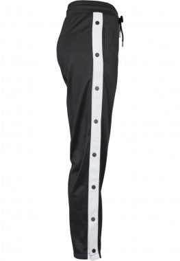 Black trousers with white stripe and buttons for women 11