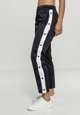 Black trousers with white stripe and buttons for women 3