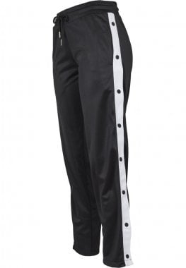 Black trousers with white stripe and buttons for women 8
