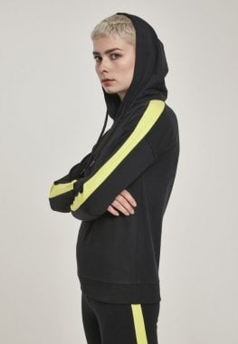Black hooded sweater with neon-colored stripe lady 13