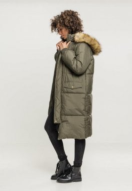 Long puff jacket with fur hood 3