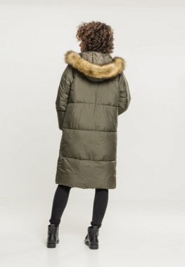 Long puff jacket with fur hood 4