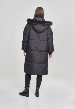 Long puff jacket with fur hood 7