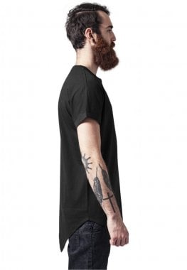 Long t-shirt for men asymmetric black side