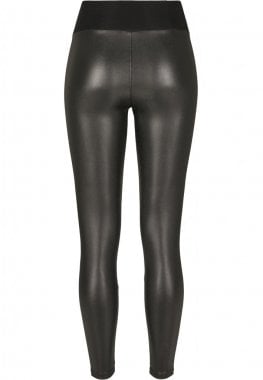 Leggings in leather-like material and with high waist back