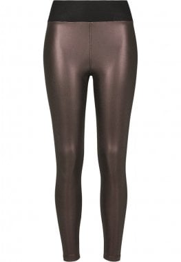 Leggings in leather-like material and with high waist winered