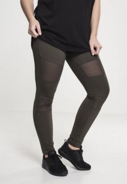 Leggings with mesh details olive