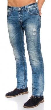 Ljusblå slitna jeans herr 4