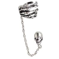 Skeleton hand and skull with chain earring