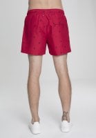 Red swim shorts with embroidered leafs 5