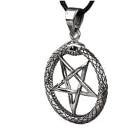 Snake pentagram in silver necklace 2