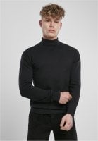Black fine knit polo shirt men front