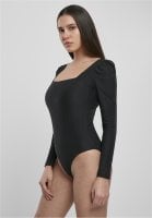 Black ribbed body with puff arm front