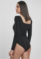 Black ribbed body with puff arm back