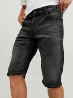 Black long denim shorts for men 2