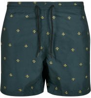 Dark green swimming shorts with golden anchors 0