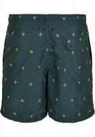 Dark green swimming shorts with golden anchors 2