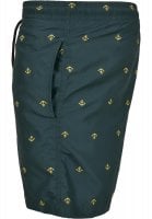 Dark green swimming shorts with golden anchors 3