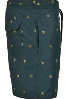 Dark green swimming shorts with golden anchors 1