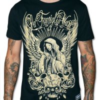 Angels pray svart wax t-shirt 3