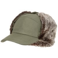 Winter cap with fur and ear flaps - olive green 1
