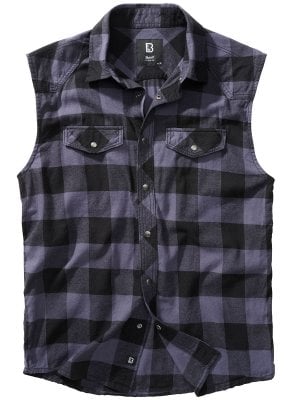 Sleeveless flannel shirt gray/black 1