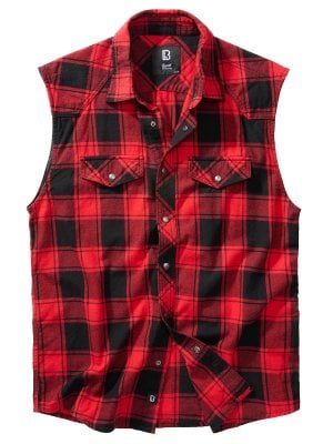Sleeveless flannel shirt red/black 1