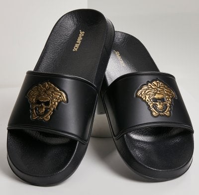 Bath slippers with skull in gold