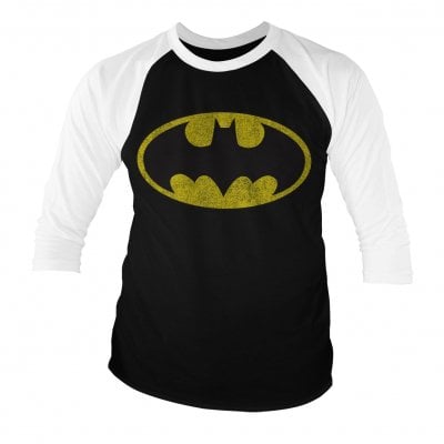 Batman Distressed Logo Baseball 3/4 Sleeve Tee 1